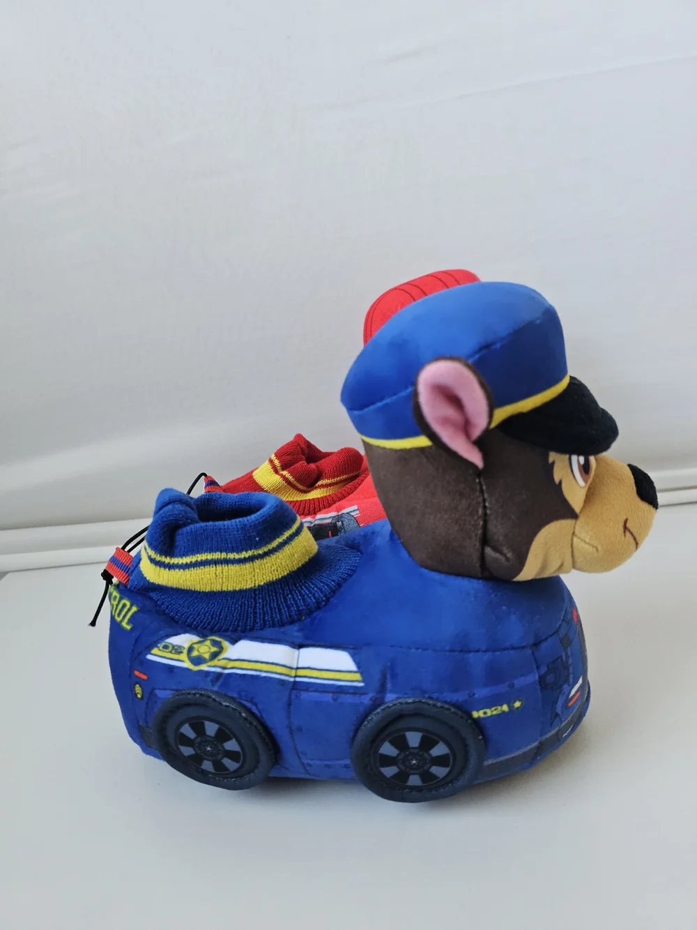 PAW Patrol Toddler Slippers Chase & Marshall Vehicle Plush Booties Size 9-10 NWT